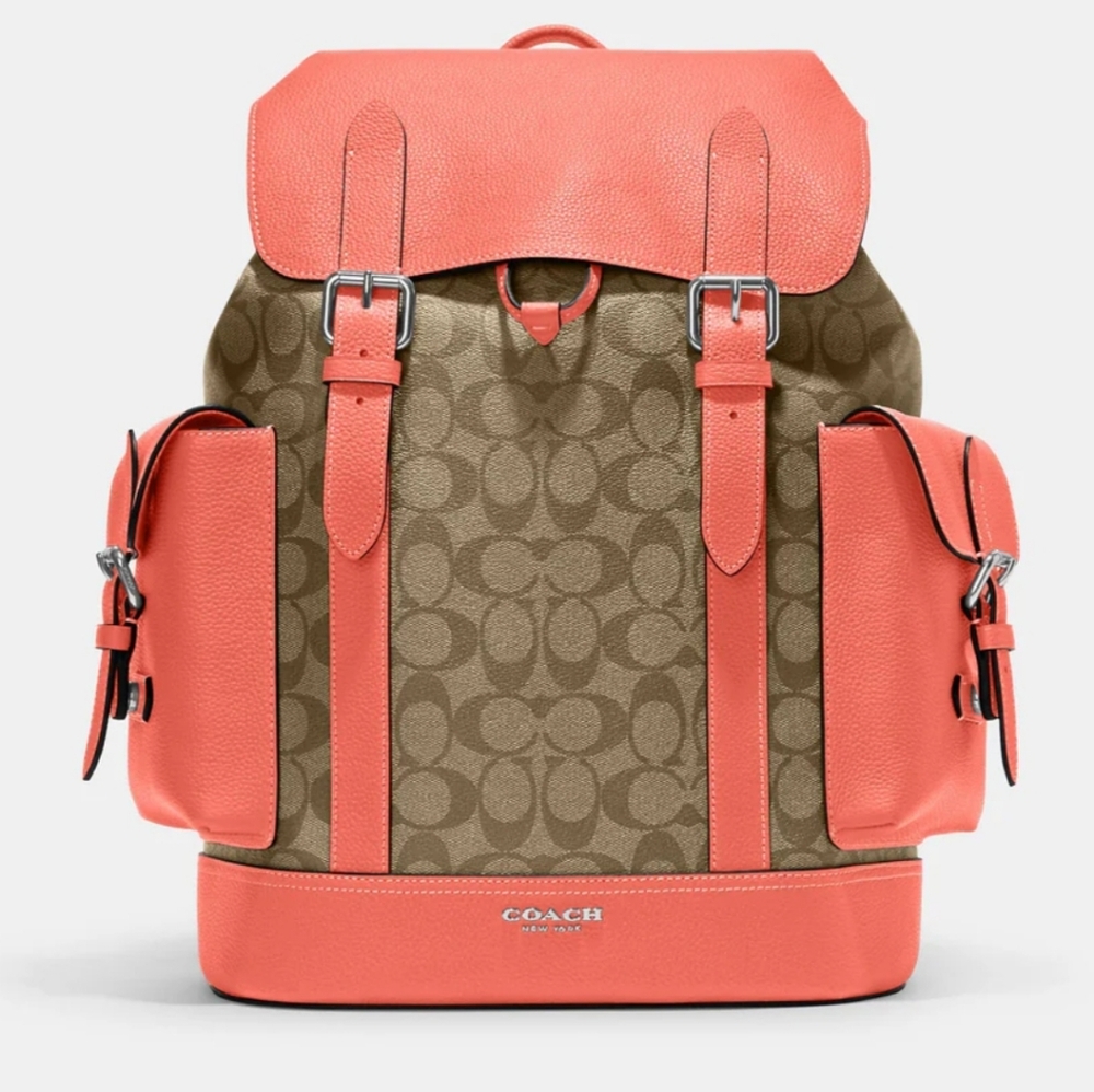Coach Brown‎ and Orange Backpack with Signature Design - Picture 2 of 16